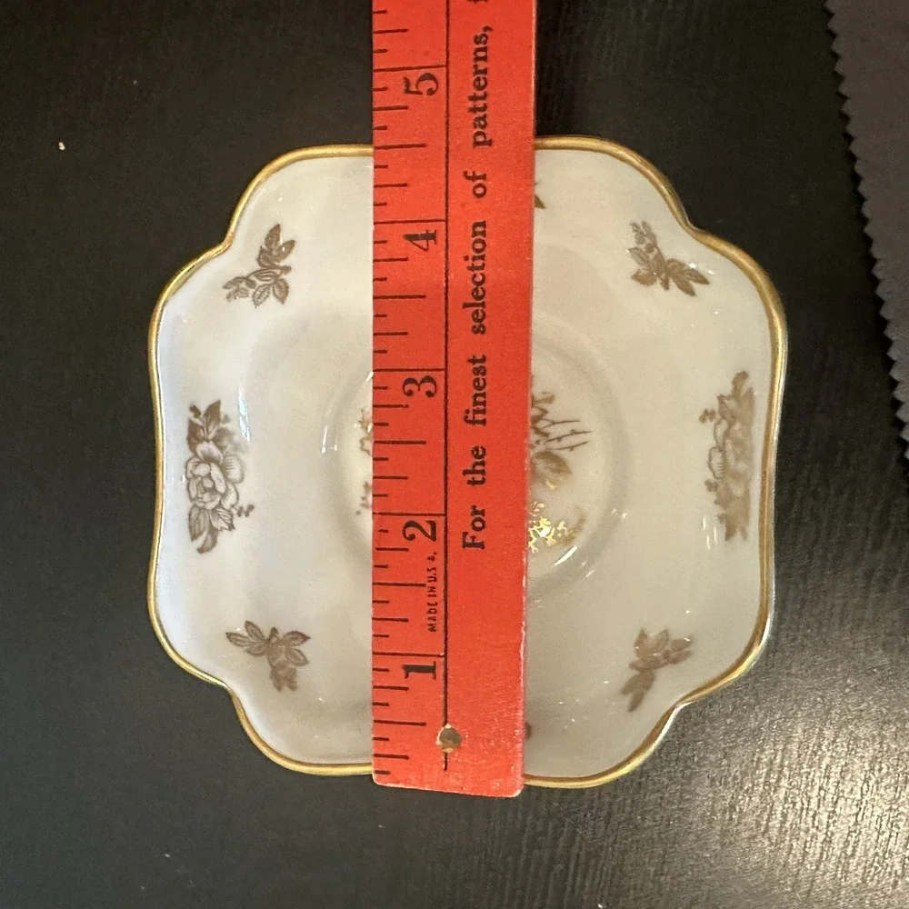 Vintage Fonde En 1789 France Small Bowl Hand Painted Gold Candy Nuts